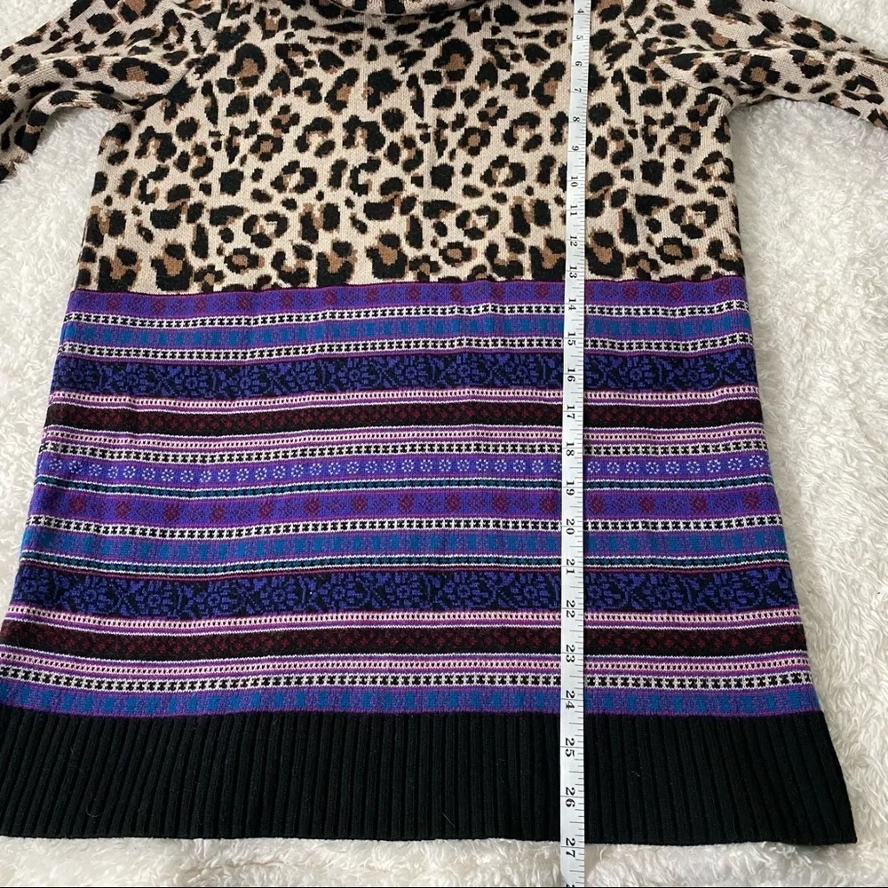 Carlisle Collection Merino Wool Leopard Print Sweater Size Small